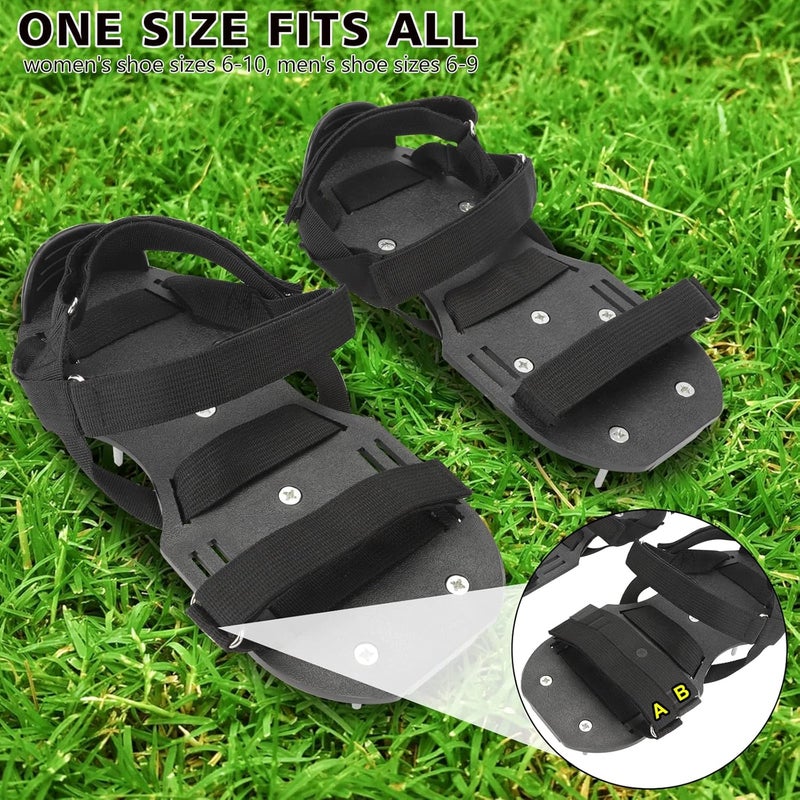 MOFEEZ Lawn Aerator Shoes for Grass - Pre-Assembled Grass Aerator Shoes for Lawn - Soil Yard Aerator Tool for Aerating Patio Garden, Black - Image 2